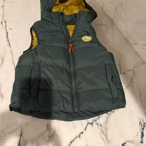 H&M Dark Green Puffer Vest with Mustard Lining